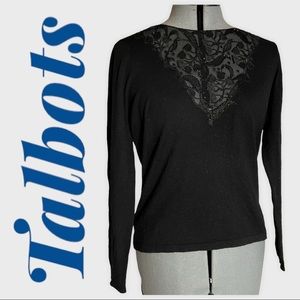 Black Talbots with beaded lace neckline